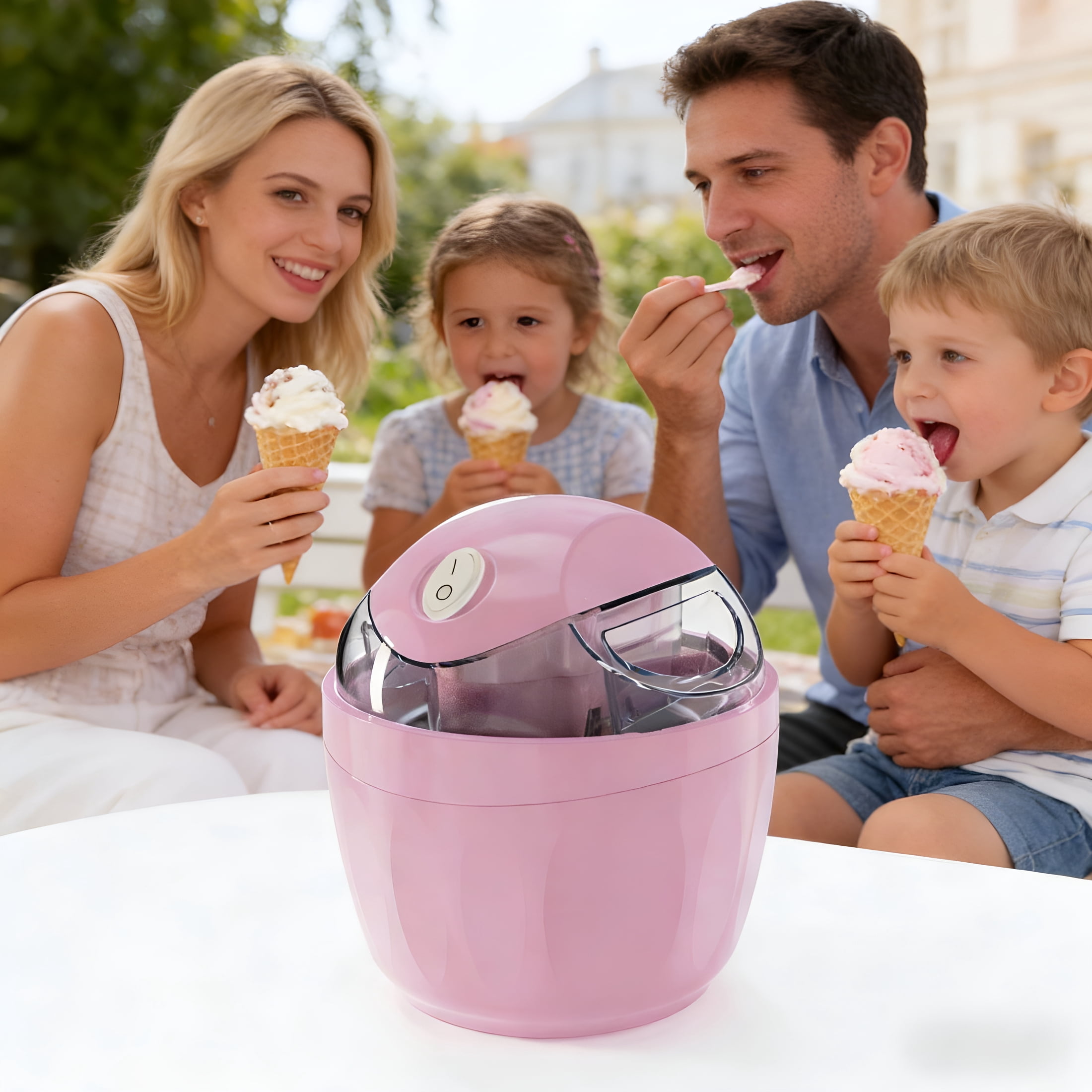 HIBIBUD Mini Automatic Ice Cream Maker for Home,One-Click Operation Compact Diy Electric Ice Cream Machine,Fast Freezing Small Countertop Homemade Ice Cream Maker for Family Use