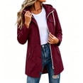 thumbnail image 2 of Staron Women's Hooded Jacket Waterproof Long Sleeve Lightweight Rain Jacket Hooded Windbreaker with Pockets for Outdoor Wine XXL, 2 of 5