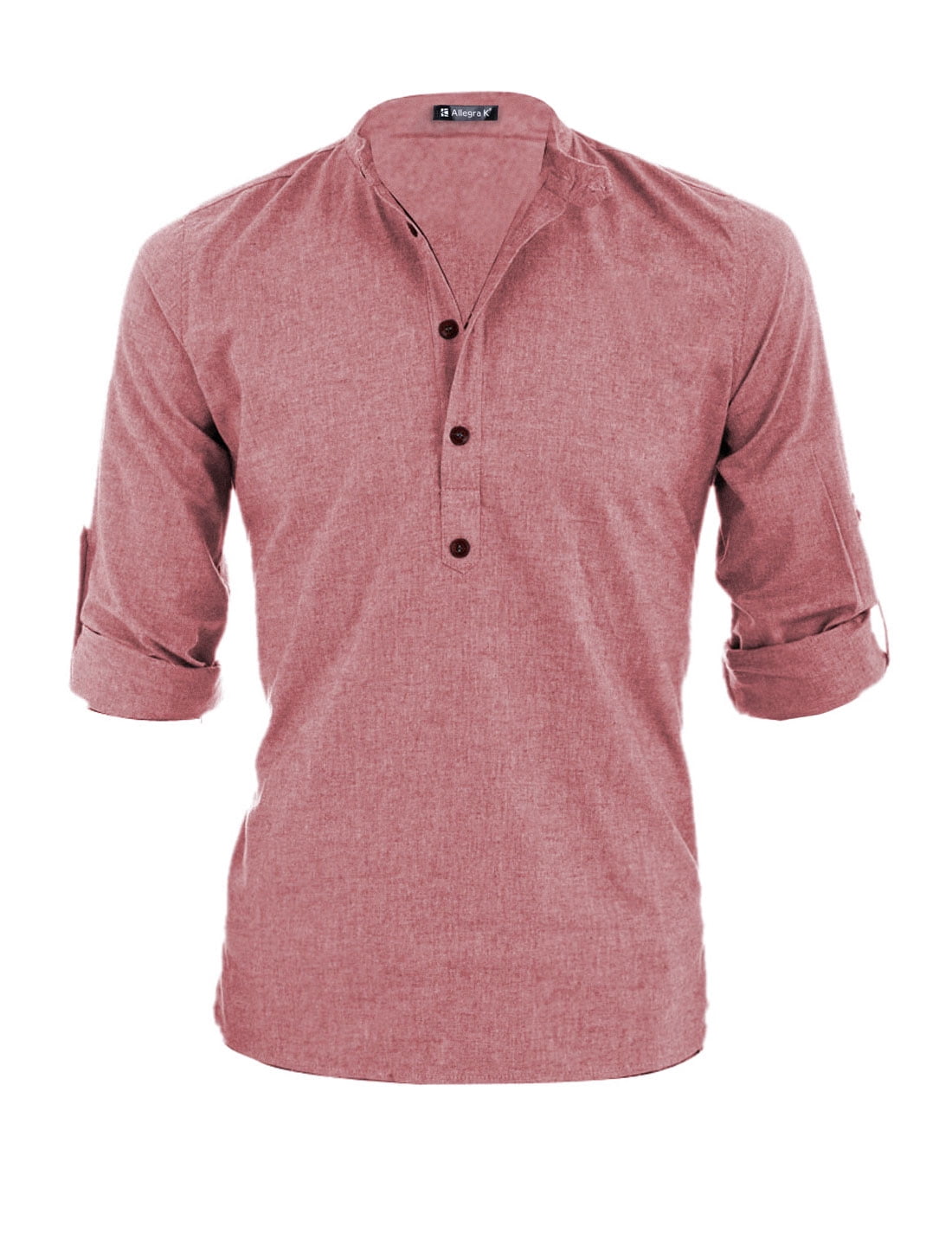 C66 Men Long Sleeve Button Closed Upper Henley Shirt Red XXL/S (US 36