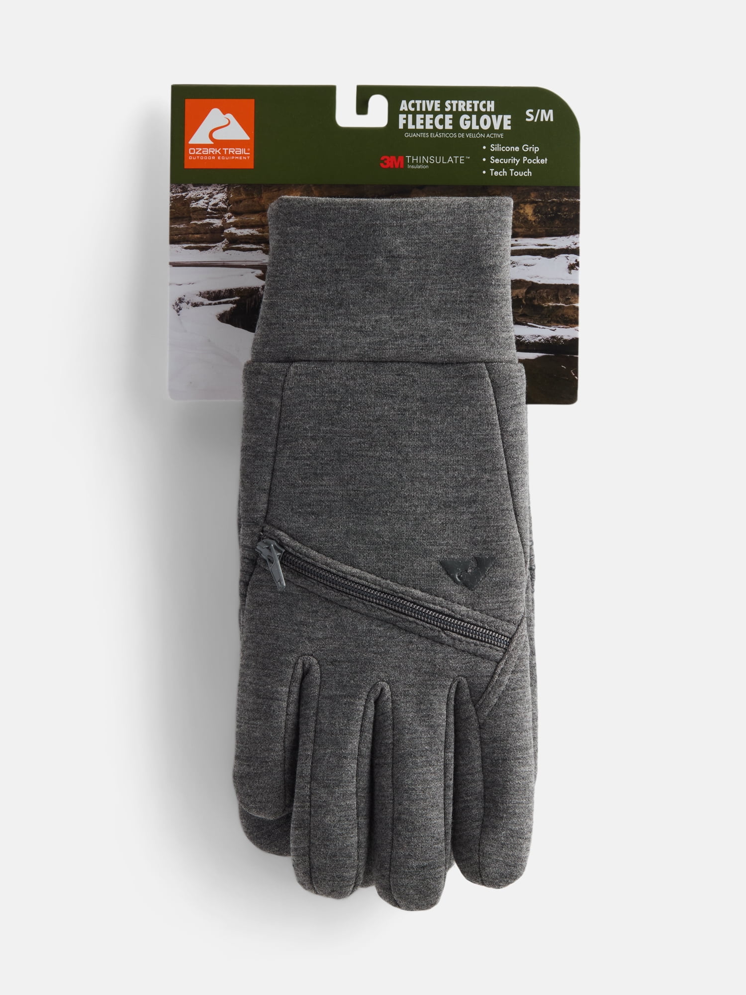Ozark Trail Women's Active Stretch Fleece Gloves with Pocket, Charcoal