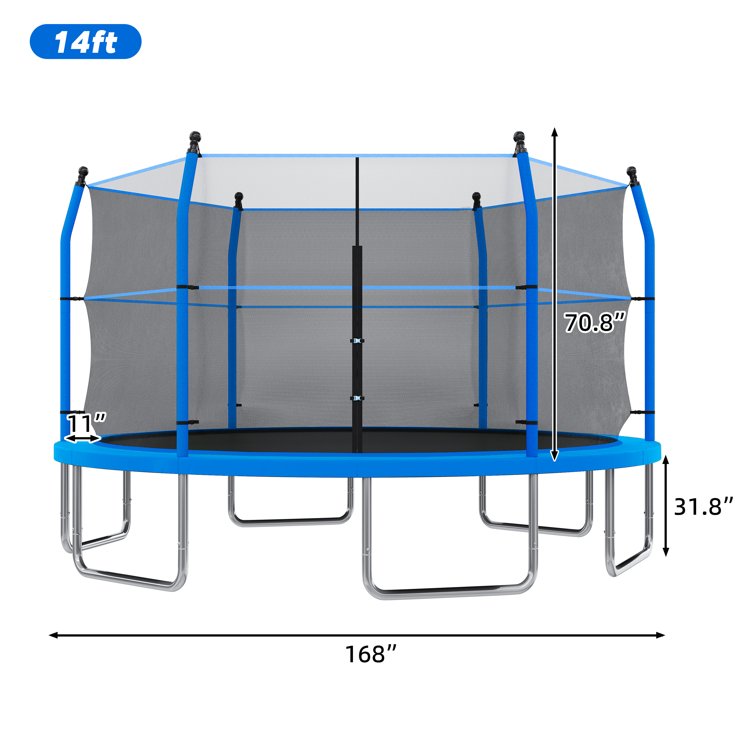 CZBZ Trampolines with Enclosure Net and Ladder, 14FT Outdoor Trampoline for Kids and Adults with Anti-Rust Coating, Heavy-duty Round Backyard Trampoline