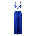 thumbnail image 4 of Wxolcjlv Womens Dresses Solid Halter Neck Pleated Sleeveless Flowy Summer Beach Maxi Dress, 4 of 6