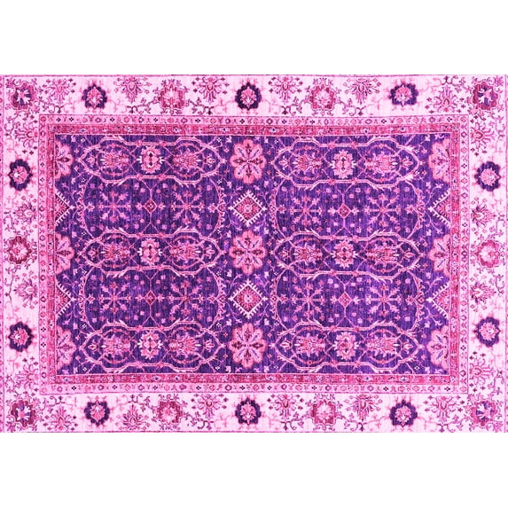 Ahgly Company Indoor Rectangle Oriental Pink Traditional Area Rugs, 7' x 10'