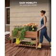 thumbnail image 2 of Ourlova Jardinière Surélevée avec Pattes et Roues 48x24x30 Pouces Bac de Plantation Extérieur avec Doublure Imperméable et Tablette de Rangement pour Patio, Terrasse, Balcon, Cour Arrière, 2 of 7