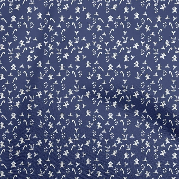 oneOone Polyester Spandex Dark Blue Fabric Christmas Craft Projects Decor Fabric Printed By The Yard 56 Inch Wide