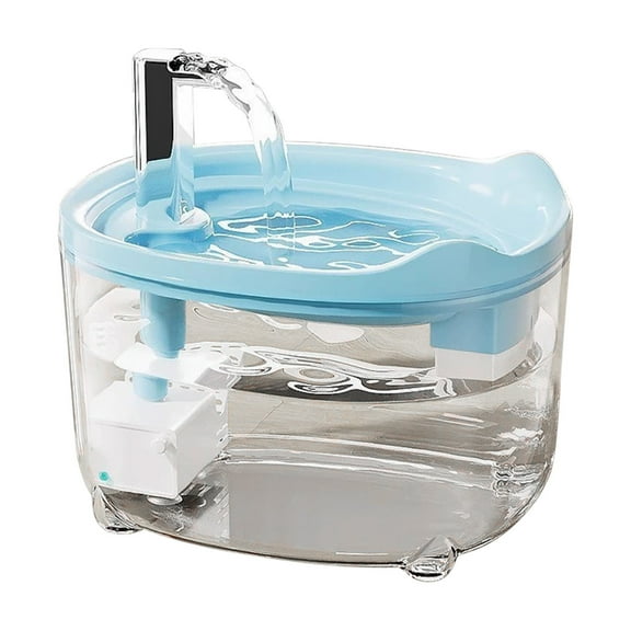 6.5 x 4.53 x 4.13 inch 3-Stage Filtration Pet Water Fountain with Automatic Circulation for Cats and Dogs 50.72oz Capacity Low Noise Pump with LED Indicator (Blue)
