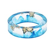 HIJONES Men Women's Transparent Resin Ring Simple Forest Series Candy Color Wedding Band Wate Blue Size 11