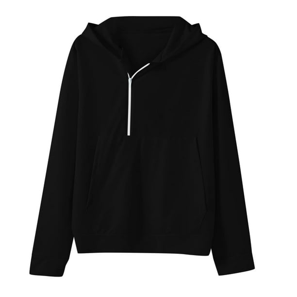 Black Friday Deals 2022 TopLLC Hommes de Mode Sweat a Capuche Sweat Shirt Automne Mode Hommes avec Capuche Demi Fermeture a Glissiere Couleur Unie Sport Decontracte Automne Pull for Noel Walmart