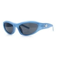 thumbnail image 4 of 90s Sport Fashion Wrap Around Styling Star Emblem Temple Sunglasses Blue - Black, 4 of 8