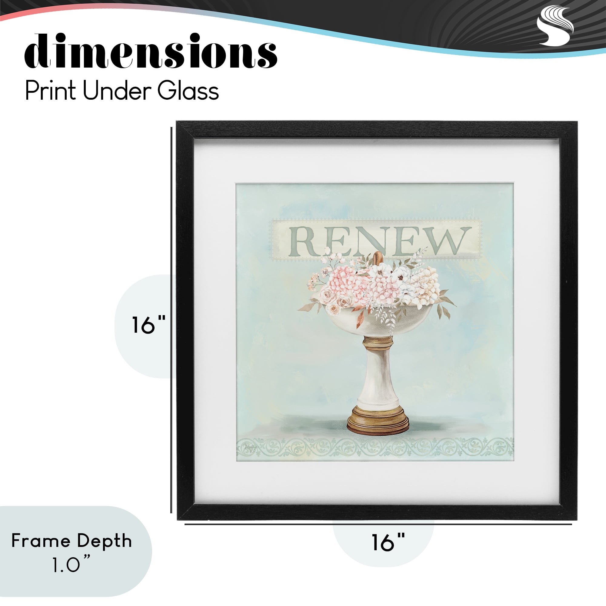 Stupell Industries Renew Floral Sink Black Framed Print Under Glass, design by Mollie B.