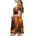 thumbnail image 2 of Fotbe Vintage Sunflower Cow A Pattern Dress Casual Womens Fashion Short Sleeve Maxi Dress T Shirt Dress Striped Long Color Block Maxi Dress, 2 of 6