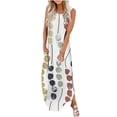 thumbnail image 2 of SMihono Robe Maxi Bohème d'Été pour Femmes Grande Taille Robe Longue Imprimée Sans Manches Col Rond Robe de Plage, 2 of 5