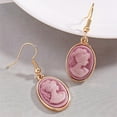 thumbnail image 4 of Vintage Cameo Dangle Drop Earrings for Women Gold-Toned Resin Baroque Embossed Victorian Silhouette Danging Statement Earring Lightweight Fish Hook Retro Boho Halloween Jewelry for Friends, 4 of 6