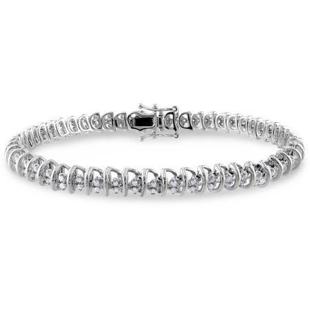 Miabella 1 Carat T.W. Round Diamond Sterling Silver Bracelet, 7-1/2