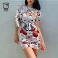 thumbnail image 2 of Vestidos elegantes con estampado de Hello Kitty para mujer, vestidos ajustados de oficina para mujer, cuello redondo, vestidos casuales de verano con estampado de dibujos animados en 3D, 2 of 2