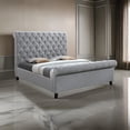 thumbnail image 6 of Benjara Magnolia King Size Bed- Tufted Upholstered Rolled Top Headboard- Gray, 6 of 6