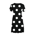 thumbnail image 4 of Sakmal Dresses for Women 2024 Long Black Crew Neck Short Sleeve Loose Fit Polka Dot Tiered with Pocket Sundress, 4 of 6