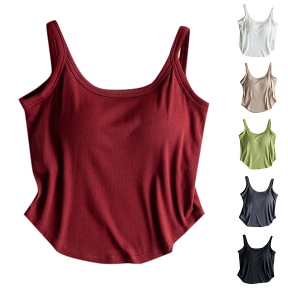 Tank Tops , Work Out Tank Tops for Women , Workout Tanktop Women Camisole Solid Color Summer Beautiful Camisole Chest Pad Bra Integrated Sports Inner Wear Outer Wear Sleeveless Top