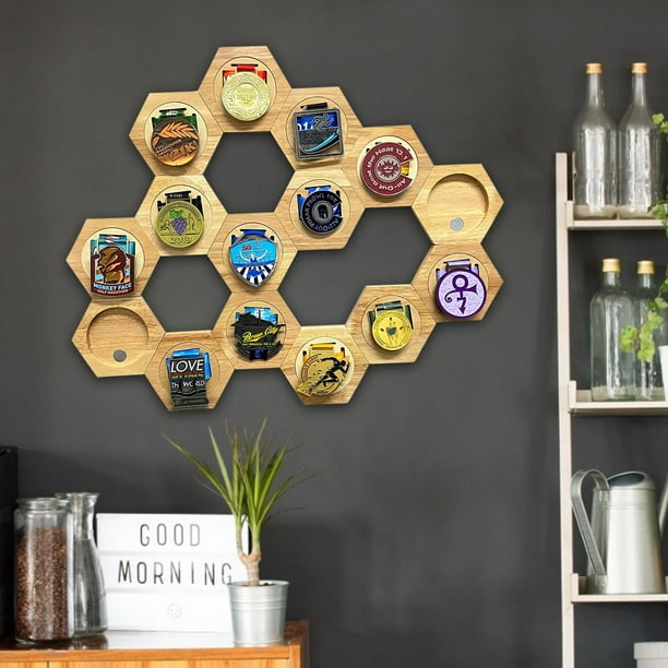 Soporte para medallas, exhibición hexagonal de panal de abeja, soporte para exhibición de medallas, 6 uds. Likrtyny Para estrenar