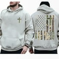 thumbnail image 4 of Faith Over Fear Camo Flag Double-Sided Christian Hoodie, Patriotic Faith Hoodie, USA Camo Cross, Christian Gift for Men & Women, Religious Streetwear, 4 of 7