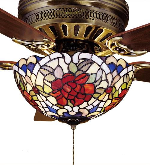 12"W Renaissance Rose Fan Light Fixture