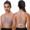 thumbnail image 4 of WMNTST Women's Sports Bras Crisscross Back Wireless Breathable Yoga Bra Full Coverage Minimalist Running Workout Bras, 4 of 8