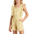 thumbnail image 2 of Jumpsuit for Girls Size 11-12Y Kids Sleeveless Square Neck Gingham Ruffle Jumpsuit with Pockets Summer Outfit Baby Rompers Girl, 2 of 4