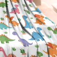 thumbnail image 3 of White Cartoon Dinosaurs Cacti Pattern Blanket,Comfortable Soft Flannel Throw Blanket,All Season,Warm Lightweight Blankets for Sofa Bed Couch Living Room Chair,30"x40", 3 of 4