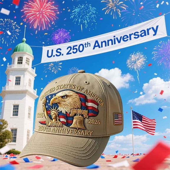 Celebrate Americas 250th Anniversary Cap, Adjustable Vintage Washed Tribute Hat for Men Women, Beige