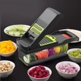 thumbnail image 1 of Cortador de verduras, rallador, plástico, metal, patatas, zanahorias, picador, accesorios de cocina multifuncionales, gris, 1 of 7
