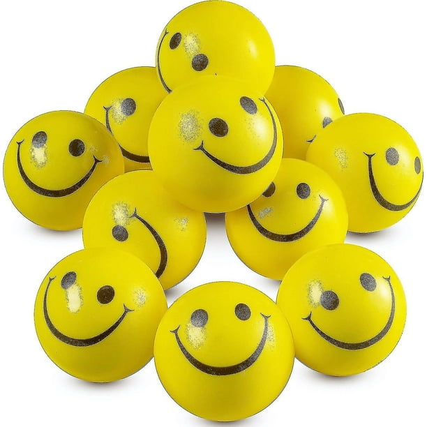 Shao Saytay Smile Face Stress Balls (paquete a granel de 24) para niños y adultos, bolas amarillas divertidas para apretar con cara feliz de 2 pulgadas para aliviar la ansiedad, terapia de manos