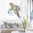 thumbnail image 1 of Blue Sea Turtle Illustration - Animal Canvas Art Print, 1 of 3
