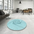 thumbnail image 4 of Ahgly Company Machine Washable Indoor Round Transitional Electric Blue Area Rugs, 4' Round, 4 of 7