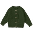 thumbnail image 2 of GiLiling Baby Toddler Girls Solid Color Cable Knit Cardigan Long Sleeve Crewneck Chunky Crochet Open Front with Pockets Fall Winter Sweater (Blackish Green, 6-12 Months), 2 of 6