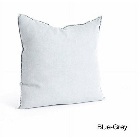 Fringed Design Down FIlled Linen 20-Inch Throw Pillow (Blue-Grey)
