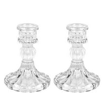 2 Pieces Candle Holders Clear Glass Candlestick Holder Stable Glass Candle Stands Table Decoration Crystal Tall Candle Holders for Wedding Dinning Party Candles Stick Centerpiece Decors
