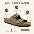thumbnail image 3 of Mens Suede Flat Sandals Cork Footbed Slides 2 Straps Adjustable Buckle Slip On Summer with Comfort Shoes, 3 of 6
