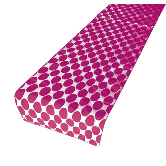 Cotton Print Table Runner Polka Dots Large Circles Dots Fuchsia on White