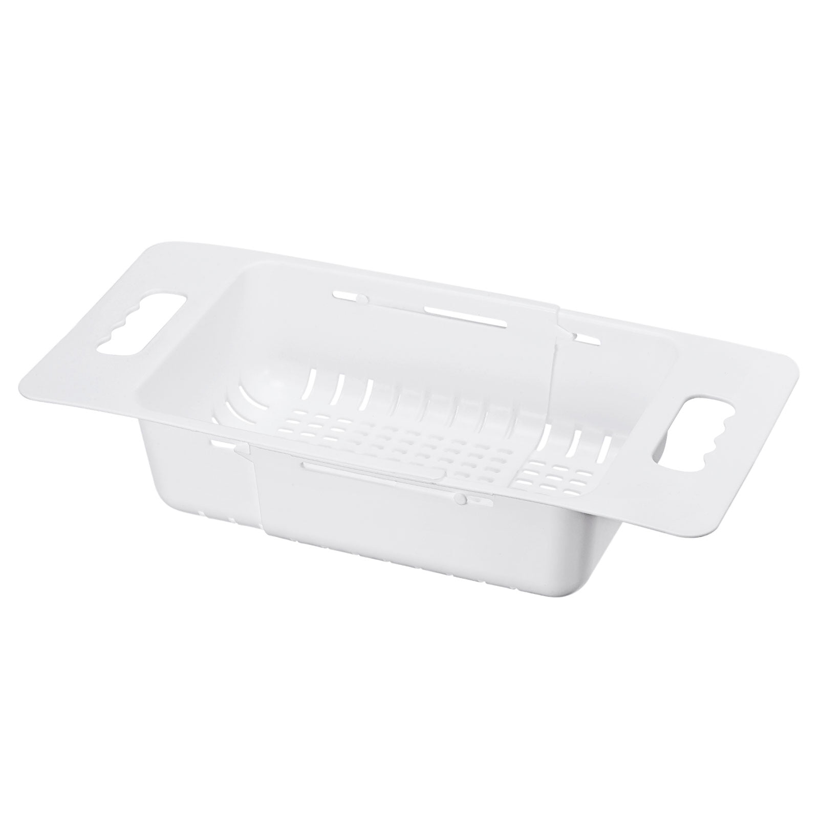 Unique Bargains Extendable Over the Sink Fruit Food Strainer Colanders Plastic Basket 1 Pc White