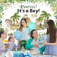 thumbnail image 3 of Dinosaur Baby Shower Backdrop Roar Its a Boy Green Palm Trees Leaves Background Photography for Newborn Baby Boy Birthday Party Decorations Banner Supplies Photo Booth Props, 3 of 4