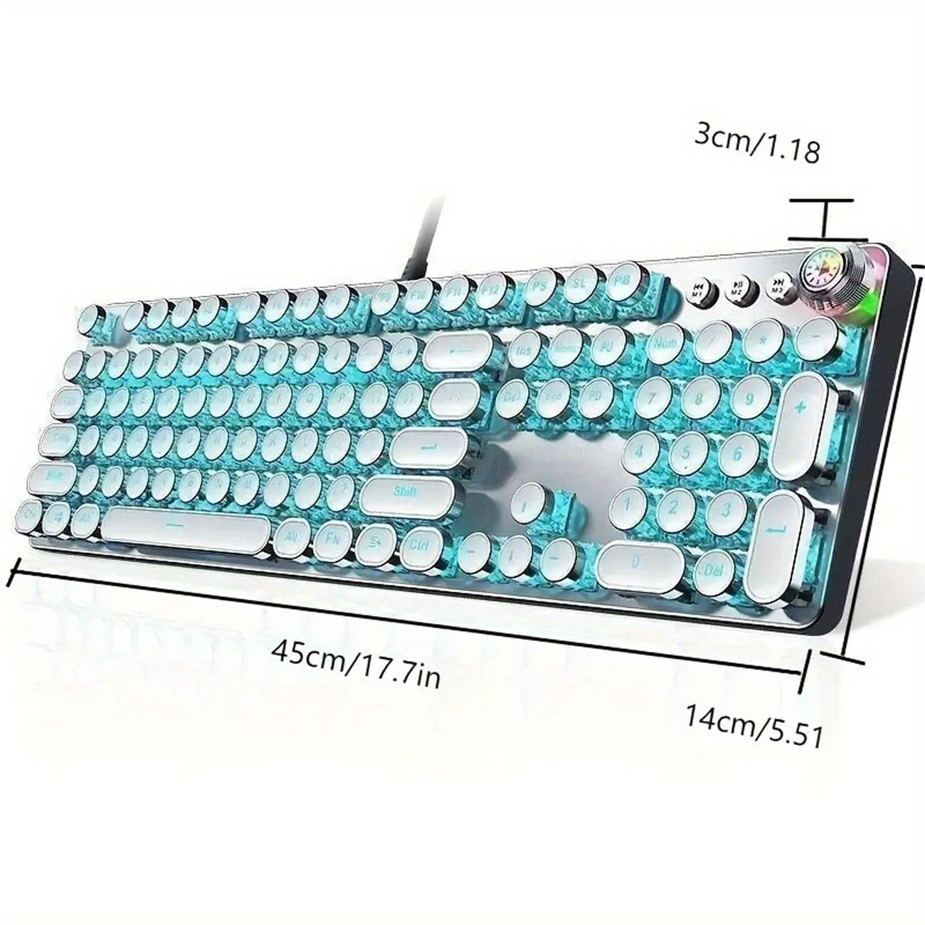 Hnjugfe Mechanical Gaming Keyboard with 4-Color Mouse Light & Tea Switch, Multi-Functional Volume Knobs