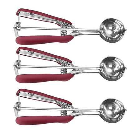 

Ice Cream Scoop Stainless Steel Cookie Dough Spoon Fruit Potato Digging Ball Scooper Wine Red 3Pcs