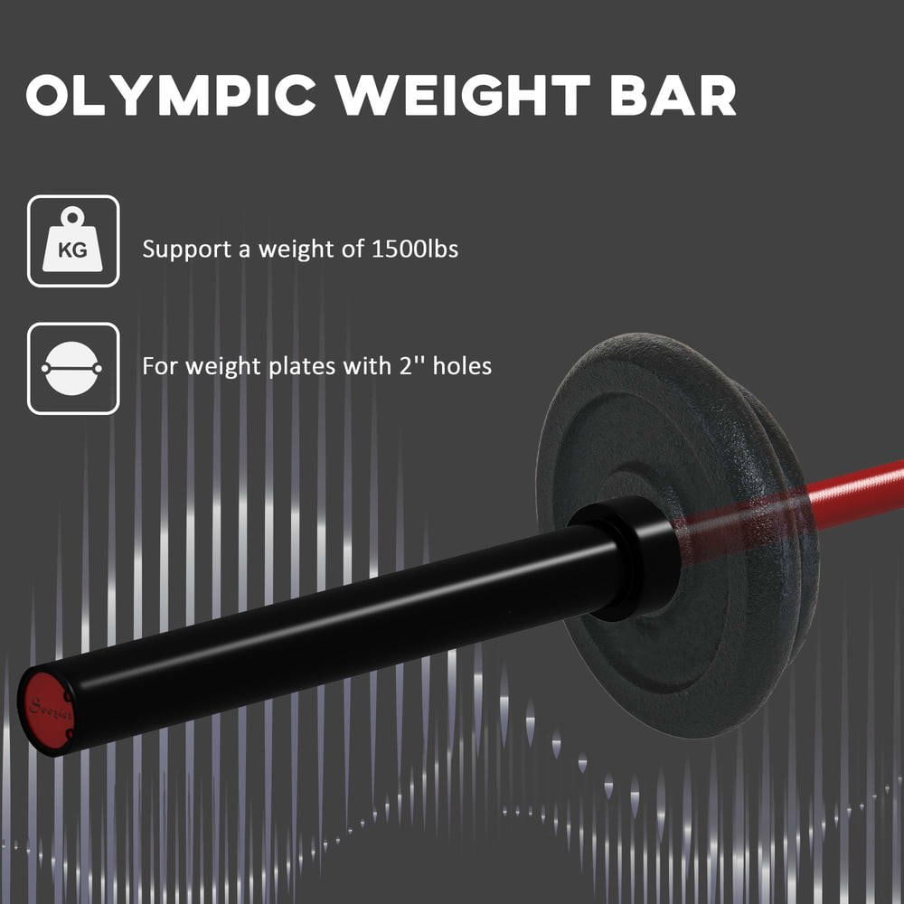 Resenkos 7.2ft Olympic Weight Bar, with Rotating Sleeves & Non-Slip Knurling Grip, 1500lbs Weight Capacity, Red, Durable