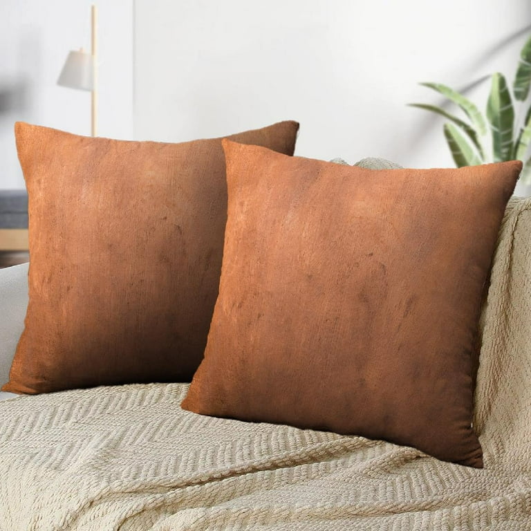 LALILO Throw Pillow Covers Copper Metallic Surface Copper Bronze Surface Metal Old Brass Gold Light Industrial Set of 2 Square 18 x 18 Inch Pillowcase