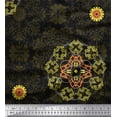 thumbnail image 1 of Soimoi Moss Georgette Fabric Sacred Geometry & Filigree Damask Print Fabric by the Yard 42 Inch Wide, 1 of 3