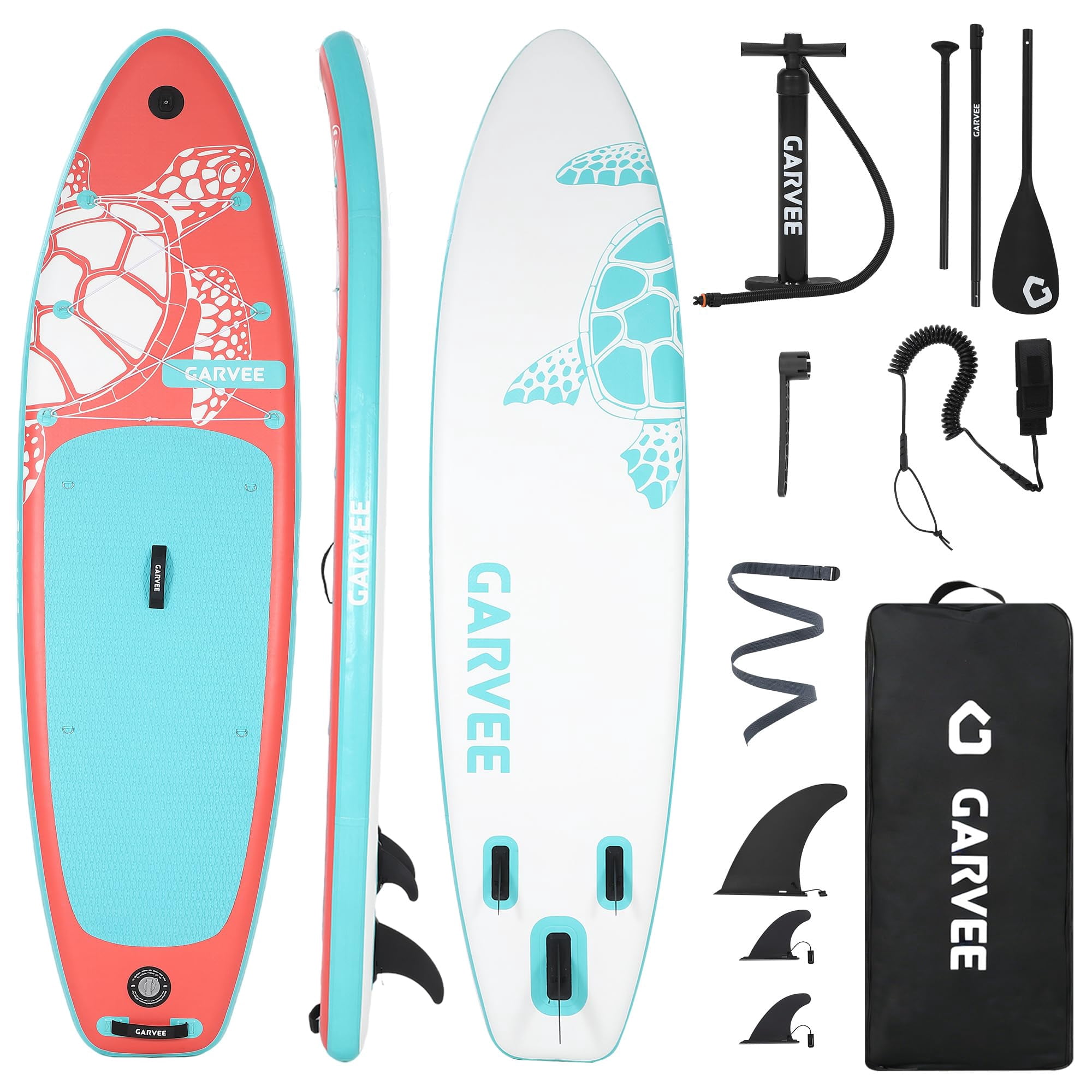 Garvee Bohemian Style Inflatable Stand Up Paddle Board with Accessories, EVA Non-Slip Deck SUP Board with 3 Fins, All-Around iSUP for Adults & Youth, for Lake, Ocean & River (Light Green, 138'')