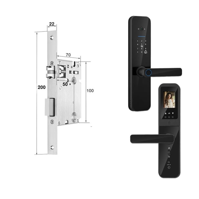 Door Lock, Tuya Digital Electronic Smart Door Lock With Biometric Camera Fingerprint Smart Card Password Key Unlock ,Easy to Install