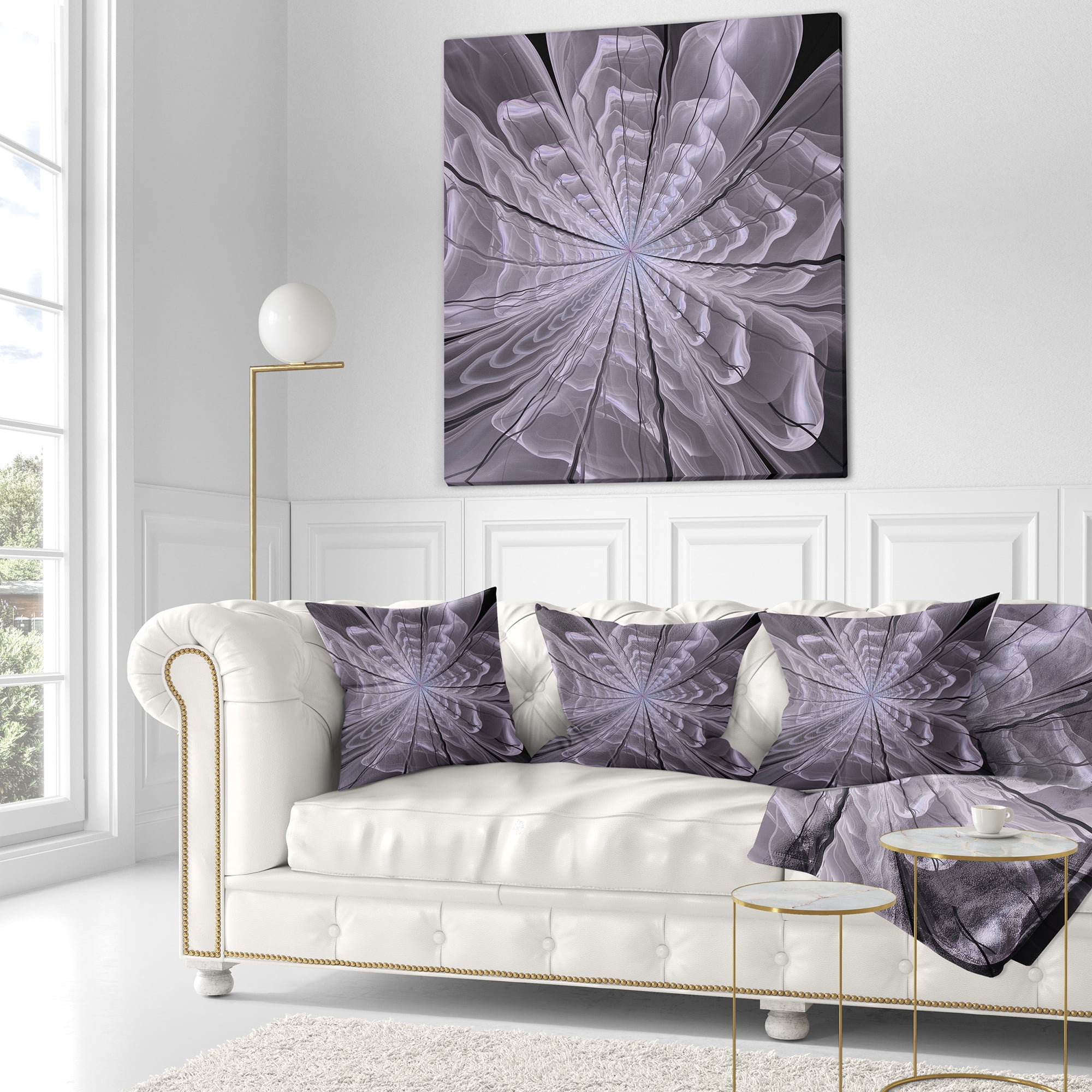 Designart 16" x 16" Contemporary, Modern Black Polyester Throw Pillow