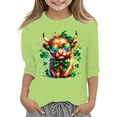 thumbnail image 1 of LUOGENLI T-Shirt pour Filles T-Shirt Graphique pour Filles Fête de la Saint-Patrick à la Mode Polyvalent Col Rond Manches 3/4 T-Shirt Décontracté Haut Maxi Hauts Ensemble Vacances Vert Pâle 7-8 Ans, 1 of 4