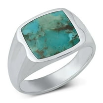 CHOOSE YOUR COLOR Vintage Signet Simulated Turquoise Ring .925 Sterling Silver Band Blue CZ Female Size 11
